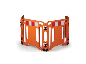 Sada 4 ks mobilních plastových zábran, oranžové s reflexními prvky, délka 1100 mm
