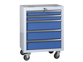 Pojízdný dílenský box na nářadí EXPERT, 5 zásuvek, 645 x 460 x 860 mm