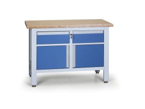 pracovni stul do dilny expert 2 zasuvky 2 skrinky 1200 x 600 x 860 900 mm modra 8242