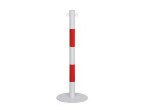 kovovy zahrazovaci sloupek vyska 1000 mm cervena bila 23877