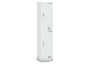 Šatní skříňka s úložnými boxy, 2 boxy, 1800 x 380 x 450 mm, cylindrický zámek, šedé dveře