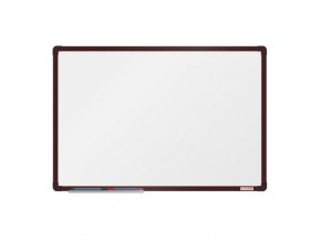 Bílá magnetická popisovací tabule boardOK, 600 x 900 mm, hnědý rám