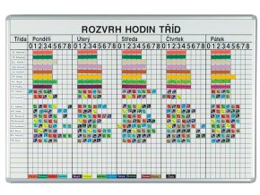 Tabule na rozvrh hodin ekoTAB, pro 26 tříd, 1000 x 700 mm