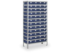 Regál s plastovými boxy MAX - 2000 x 400 x 1000 mm, 48x box E