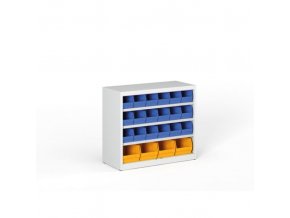 Regál s plastovými boxy BASIC se zadní stěnou - 800 x 400 x 920 mm, 18x B, 4x C