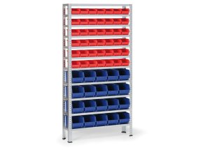 Regál s plastovými boxy BASIC - 42x box A, 20x box B