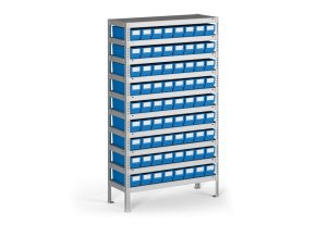 Regál s plastovými boxy ShelfBox, 1600 x 800 x 400 mm, 72x box B