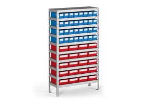 Regál s plastovými boxy ShelfBox, 1600 x 800 x 400 mm, 32x B, 20x E