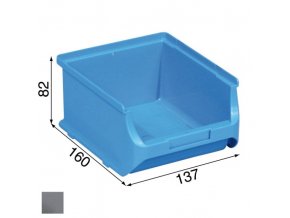 Plastové boxy PLUS 2B, 137 x 160 x 82 mm, šedé, 20 ks
