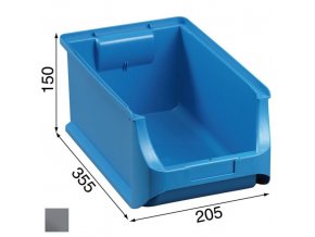 Plastové boxy PLUS 4, 205 x 355 x 150 mm, šedé, 12 ks