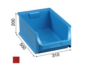 Plastové boxy PLUS 5, 310 x 500 x 200 mm, červené, 6 ks