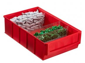 Plastový regálový box ShelfBox typ D - 183 x 300 x 81 mm, 8 ks, červený