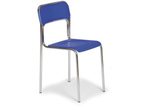 Plastová jídelní židle ASKA, modrá, chromované nohy
