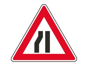 Dopravní značka – Zúžená vozovka zleva