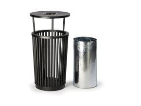 Venkovní odpadkový koš s popelníkem, 24 l, kovový