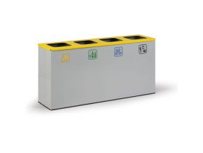 Koš na tříděný odpad 4x 42 l, stojan na odpadkové pytle, šedá/žlutá