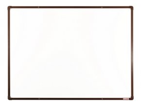 Bílá magnetická popisovací tabule s keramickým povrchem boardOK, 1200 x 900 mm, hnědý rám