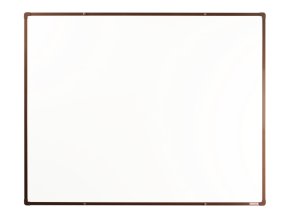 Bílá magnetická popisovací tabule s keramickým povrchem boardOK, 1500 x 1200 mm, hnědý rám