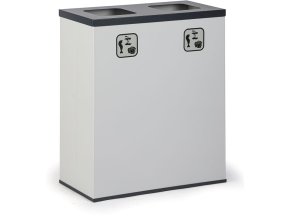 Koš na tříděný odpad 2x 50 l, stojan na odpadkové pytle, šedá/tmavě šedá