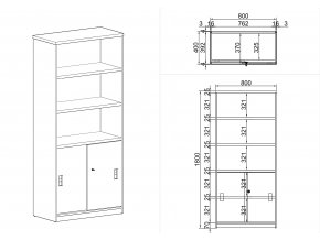 Kombinovaná kancelářská skříň MIRELLI A+, 800 x 400 x 1800 mm, bílá / dub sonoma