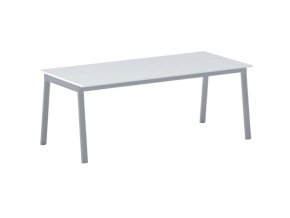Jednací kancelářský stůl PRIMO BASIC, 200x90 cm, šedostříbrná podnož, bílá