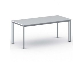 Jednací kancelářský stůl PRIMO INVITATION, 180x80 cm, šedostříbrná podnož, bílá