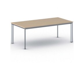 Jednací kancelářský stůl PRIMO INVITATION, 200x100 cm, šedostříbrná podnož, buk