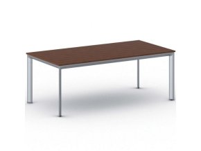 Jednací kancelářský stůl PRIMO INVITATION, 200x100 cm, šedostříbrná podnož, třešeň