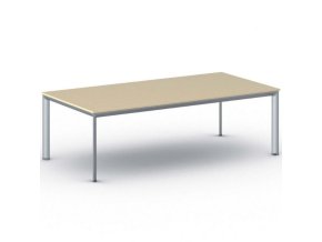 Jednací kancelářský stůl PRIMO INVITATION, 240x120 cm, šedostříbrná podnož, bříza