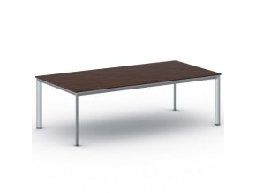 Jednací kancelářský stůl PRIMO INVITATION, 240x120 cm, šedostříbrná podnož, ořech