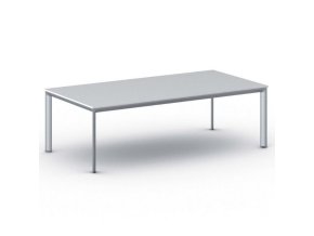 Jednací kancelářský stůl PRIMO INVITATION, 240x120 cm, šedostříbrná podnož, bílá