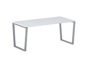 Kancelářský stůl PRIMO IMPRESS, 180x90 cm, šedostříbrná podnož, bílá