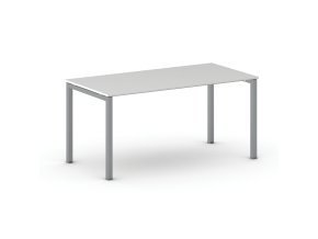 Jednací kancelářský stůl PRIMO SQUARE, 160x80 cm, šedostříbrná podnož, bílá