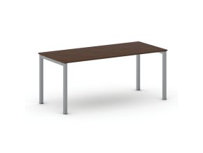 Jednací kancelářský stůl PRIMO SQUARE, 180x80 cm, šedostříbrná podnož, ořech