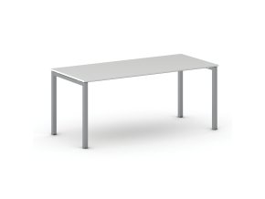 Jednací kancelářský stůl PRIMO SQUARE, 180x80 cm, šedostříbrná podnož, bílá