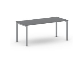 Jednací kancelářský stůl PRIMO SQUARE, 180x80 cm, šedostříbrná podnož, grafit