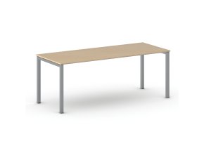 Jednací kancelářský stůl PRIMO SQUARE, 200x80 cm, šedostříbrná podnož, buk