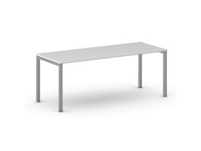 Jednací kancelářský stůl PRIMO SQUARE, 200x80 cm, šedostříbrná podnož, bílá
