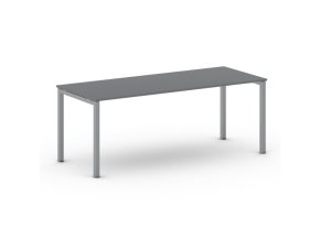 Jednací kancelářský stůl PRIMO SQUARE, 200x80 cm, šedostříbrná podnož, grafit