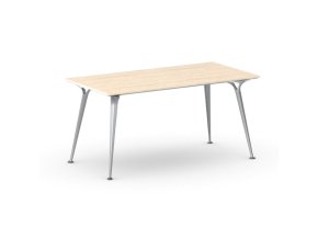 Jednací kancelářský stůl PRIMO ALFA, 160x80 cm, šedostříbrná podnož, bříza