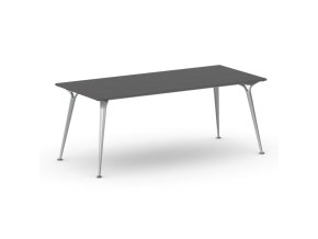 Jednací kancelářský stůl PRIMO ALFA, 200x90 cm, šedostříbrná podnož, grafit