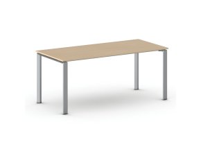 Jednací kancelářský stůl PRIMO INFINITY, 180x90 cm, šedostříbrná podnož, buk