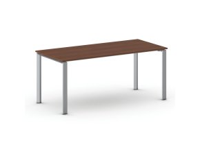 Jednací kancelářský stůl PRIMO INFINITY, 180x90 cm, šedostříbrná podnož, třešeň