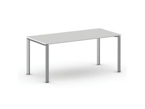 Jednací kancelářský stůl PRIMO INFINITY, 180x90 cm, šedostříbrná podnož, bílá