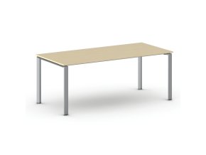 Jednací kancelářský stůl PRIMO INFINITY, 200x90 cm, šedostříbrná podnož, bříza