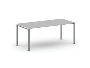 Jednací kancelářský stůl PRIMO INFINITY, 200x90 cm, šedostříbrná podnož, šedá