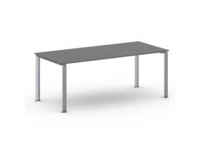 Jednací kancelářský stůl PRIMO INFINITY, 200x90 cm, šedostříbrná podnož, grafit