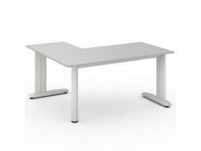 Rohový kancelářský psací stůl PRIMO FLEXIBLE, 1600 x 1400 mm, šedá