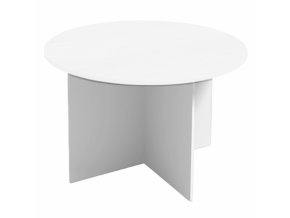 Jednací stůl s kulatou deskou PRIMO WHITE, průměr 120 cm, bílá