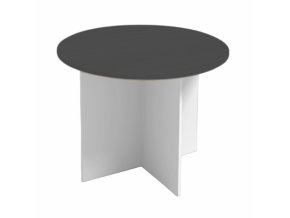 Jednací stůl s kulatou deskou PRIMO WHITE, průměr 100 cm, bílá/grafitová